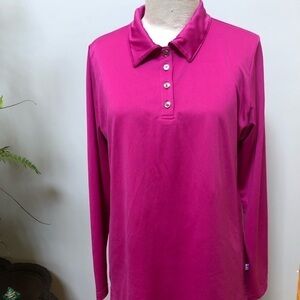 𝅺MAGGIE Lane quarter button collared long sleeve shirt soft silky fuchsia purple